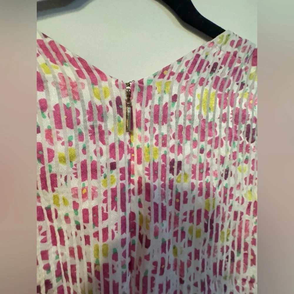 KATE SPADE Marker Floral Devote French Cream Top size XXL Puff Sleeve silky